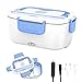 Nifogo Lunch Box Chauffante, Gamelle Chauffante, Lunch Box Chauffante Electrique, Boite Chauffante Repas, 3 en 1(220V/12V/24V), avec Fourchette et Cuillère, Pour Bureau et Voiture/Camion (1,5L/Bleu)