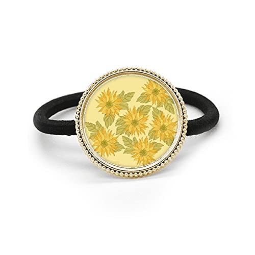 Corbata de pelo de plata y tocado de goma con girasol de metal verde