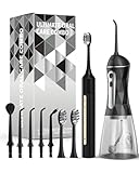 Lumivoid Water Flosser and Electric Toothbrush Combo,2-1 Oral Clean Kit, 5-Speed Sonic Electric Toothbrush & 4-Speed Portable Water Flosser to Clean Teeth and Protect Gum Health, IPX7 (Black-Set)