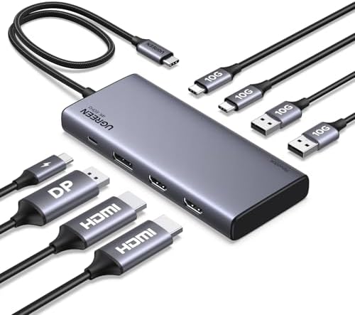 UGREEN Docking Station with 4K@60Hz Triple Screen, Dual HDMI, DisplayPort