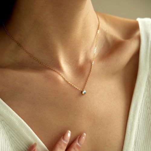 Gold Diamond Pendant Necklace for Women, 18K Gold Plated CZ Solitaire Necklace Dainty Cubic Zirconia Trendy Jewelry Gifts4