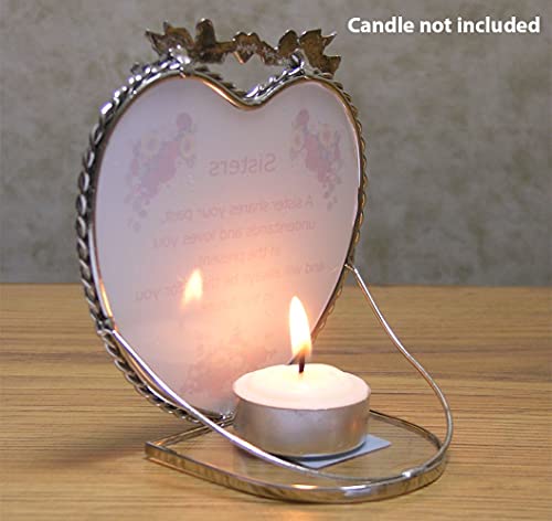 Heartfelt Heart Shaped Tealight Candleholder With Special Poem And Angels & Roses Design - 4.5" X 4" X 3" #TOP3