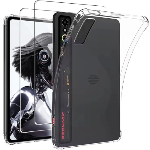KUSINHOKA Etui na tablet do gier Redmagic Astra / tablet 3 PRO 9,06 cala [2 sztuki] folia ze szkła hartowanego, [odporna na wstrząsy] miękka silikonowa obudowa, [odporna na zarysowania] lekka obudowa