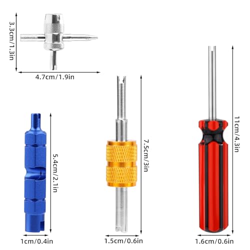 Image of 4 Pcs Tire Valve Repair Tool Set, Dual & Single Head Valve Core Remover Wrench 4 Way Stem Puller Stem Core Wrench Remover Kit for All Standard Valves Cars Trucks Motorcycle