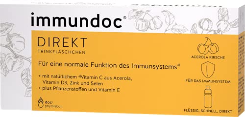 immundoc DIREKT Trinkfläschchen 6 Stück à 10ml | Nahrungsergänzung mit Vitamin C - Vitamine E und D3 - Zink - Selen - Pflanzenstoff Rutin und Teufelskrallen Extrakt | Unterstützung des Immunsystems Cover