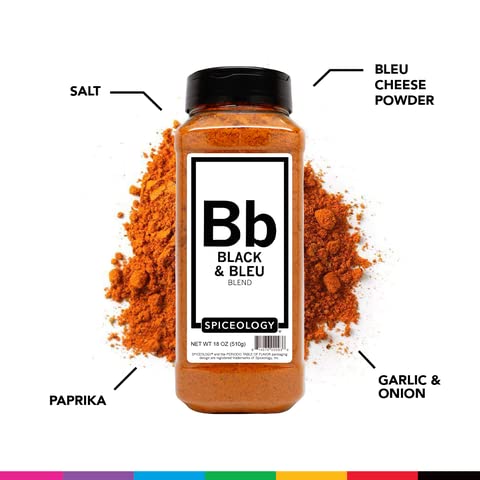 Spiceology - Black And Bleu Cajun Bbq Rub - Spicy Blackening Seasonings And Spice Blends - Use On: Chicken, Beef, Pork, Popcorn, Vegetables, Mac N' Cheese, Nuts, French Fries, Or Potatoes - 18 Oz #TOP1