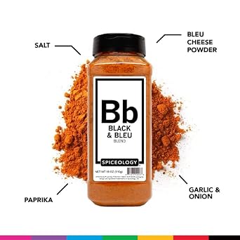 Spiceology Black & Bleu Cajun Seasoning Gourmet Blend of Real Bleu Cheese & Blackening Spices Perfect for Chicken, Steak, Burgers, Seafood & More 18 oz