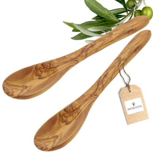 HOFMEISTER® Kochlöffel aus Olivenholz (2x Ovaler Kochlöffel Olivenholz | 30 Cm) – Miniatur