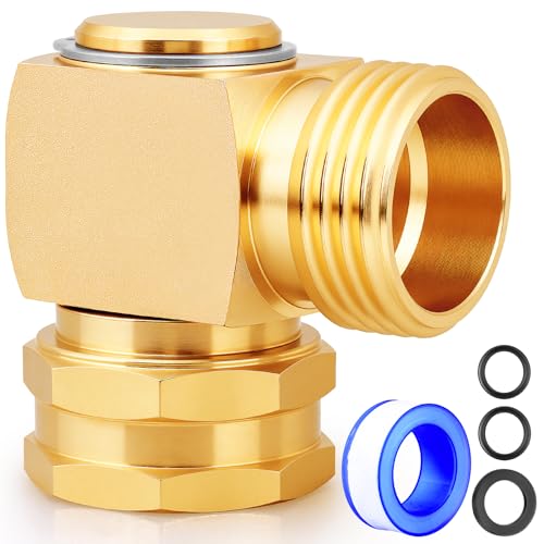 UNWAVER Garden Hose Swivel elbow Connector 90 Degree Solid Brass Pipe Fittings Hose Kink Protector 3/4