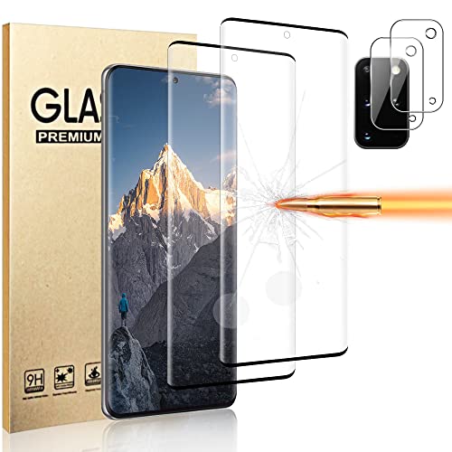 Letang [2+2Pack] Galaxy S20 Plus Screen Protector Tempered Glass + Camera Lens Protector [9H Hardness][Compatible Fingerprint] 3D Curved Hd Clear Glass Film For Samsung Galaxy S20 Plus (6.7") #TOP14