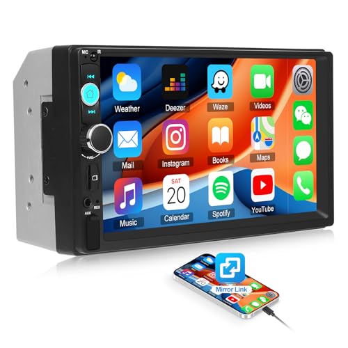 Double Din Car Stereo Car MP5 Multimedia Player 7 Inch Touchscreen with Mirror Link Bluetooth FM 7 Color Light EQ Steering Wheel Control