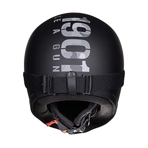 Image of Royal Enfield Enduro Full Face Camo MLG Helmet with Goggles Matt Black, Size: M( 57-58cm)
