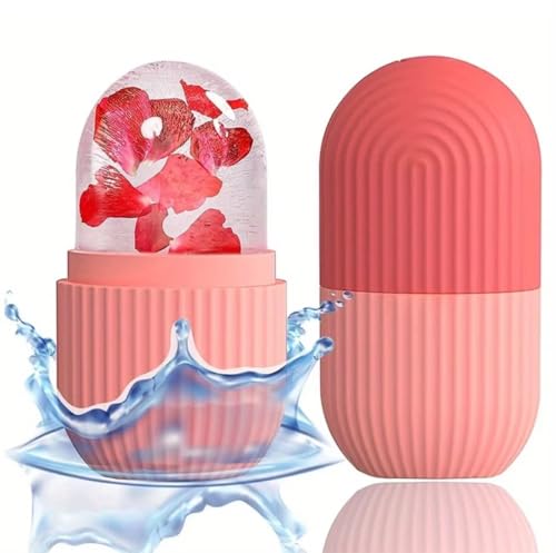 Rolo de gelo para rosto, massageador facial de cubo de gelo, molde de gelo reutilizável para o rosto