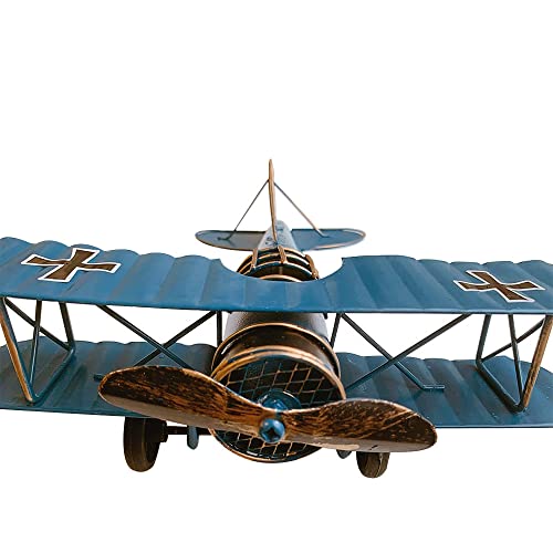 Iuuwtmv Large Retro Iron Aircraft Vintage Airplane Model Metal Biplane (Blue) #TOP3