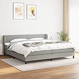  Homgoday Lit à sommier tapissier avec matelas - Cadre de lit double / simple - Cadre de lit d\'appoint - Pour chambre à coucher - Gris clair - 200 x 200 cm - Tissu #1