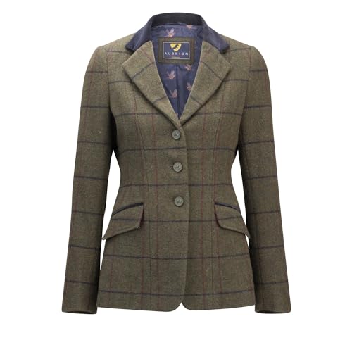 Shires Aubrion Saratoga Womens Riding Jacket - Spruce Green Check
