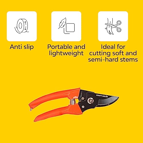Image of Kraft Seeds Assorted Hand Pruner Cutter - 1 Pc (Steel Blades) | Heavy Duty Gardening Cutter Tool | Plant Cutter for Home Garden | Wood Branch Trimmer | Sturdy Stem Scissors