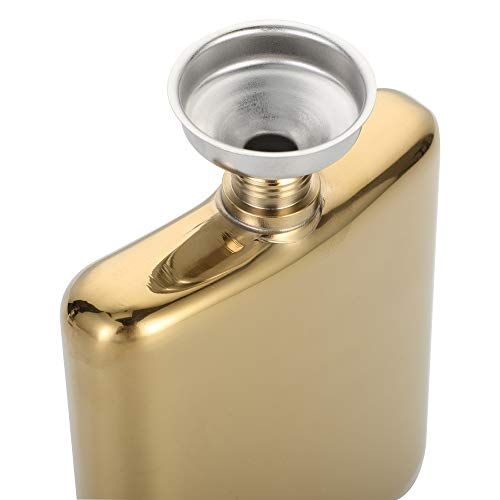 Hidoran 6Oz Gold Pocket Hip Flask With Funnel All 18/8 304 Food Grade Stainless Steel Pocket Container For Drinking Thickening Hip Flasks For Liquor For Men #TOP5