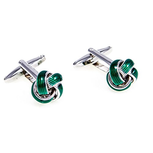 MRCUFF Green Knot Pair Cufflinks in a Presentation Gift Box & Polishing Cloth3
