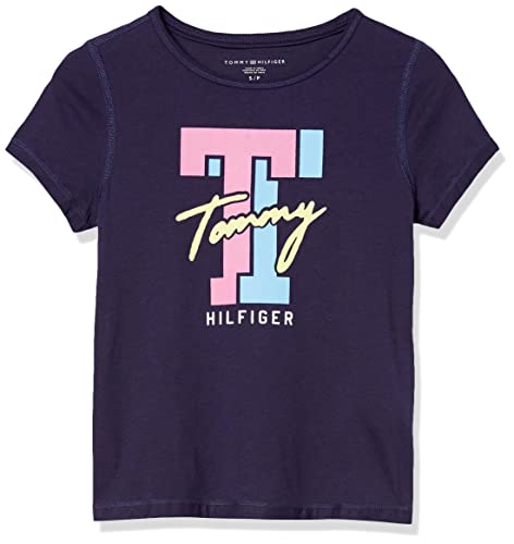 Tommy Hilfiger Girls' Adaptive Sensory Tagless T Shirt, Evening Blue, Xl #TOP14