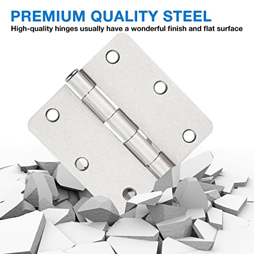 24 Pack Nickel Door Hinges Brushed Nickel Hinges For Doors 3 1/2 Interior Door Hinges Satin Nickel 3.5"X3.5 Inch Hinges Rounded 1/4" Raidus Standard Residential Bedroom Door Hinge Sturdy Door Hardware #TOP5