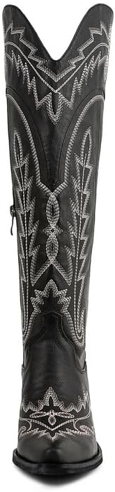 Atuelang Cowboy Boots for Women Knee High Cowgirl Boots Wide Calf Western Embroidered Lace Up Fashion Boot