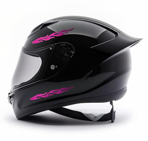 Image of customTAYLOR33 High-Intensity Grade Premium Reflective Tribal Flame Helmet Decals, Motorcycle Safety Sticker Decals (Special Edition Purple)