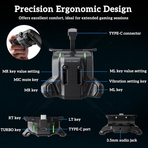 Image of Controller Paddles for Xbox Series X|S Controller, TanReginal Accessories with Remappable Paddles, FPS Enhancements, Precision Fit, Auto /Manual Turbo, 3-Speed Burst Rate, RGB Lighting Modes, 3-Level Vibration, Multi-Platform for Xbox, Switch, PC