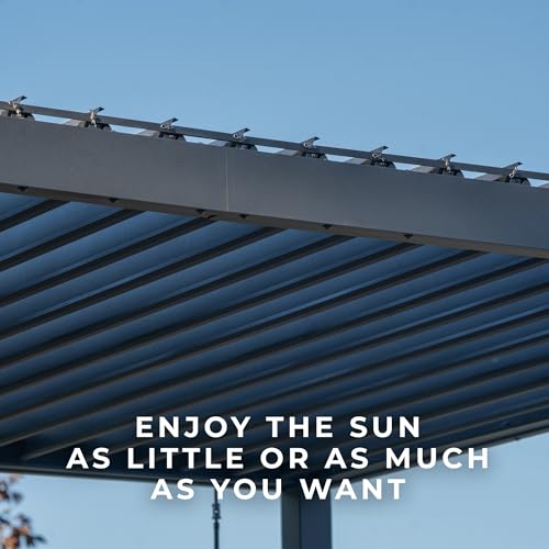 Backyard Discovery Sarasota 10' x 10' Galvanized Steel Louvered Pergola Kit with Adjustable Roof, Shade, Rain Protection, High-Wind Rating, Gutter System for Outdoor Patio, Garden, Deck, Entertaining - image 8