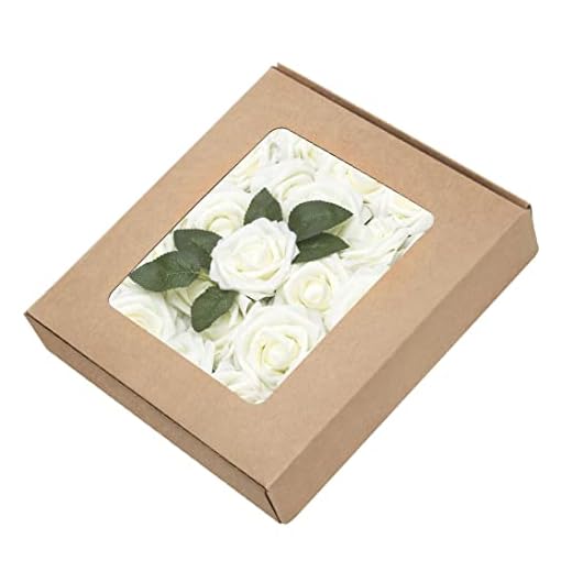 Konstgjord Rose Blommor Dekoration, Alla hjärtans dag DIY Simulering Fake Foam Roses med Stam För Bröllop Bröllop Buketter Födelsedag Valentine Creamy White