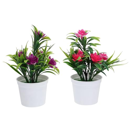 Cabilock 4pcs Artificial Bonsai Tree - Realistic Fake Potted Plants