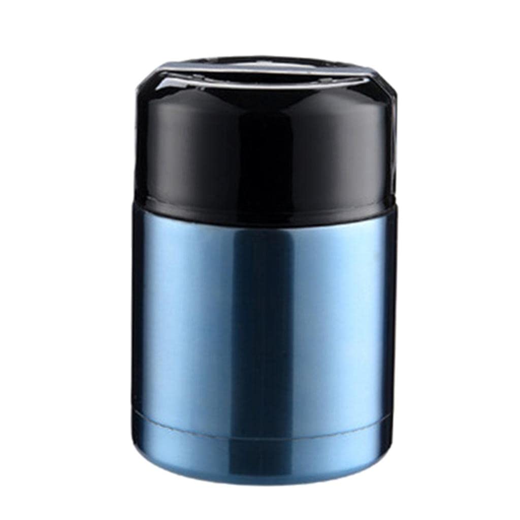 Récipient de Conservation du Lait Maternel Contenant à Soupe sous Vide Pot Alimentaire en Acier Inoxydable Résistant Pliant Facile à Porter pour École, Bleu 800ml