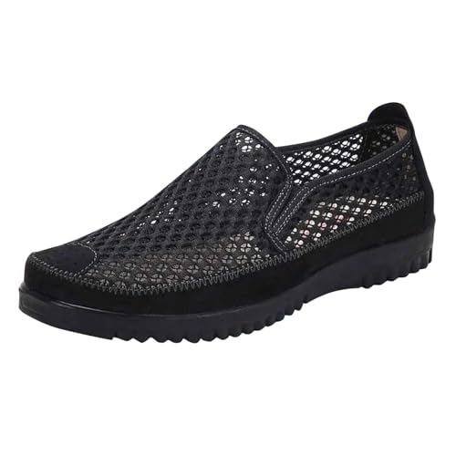 Zapatos casuales para hombre, sandalias planas de verano, sandalias planas de malla, mocasines ligeros y transpirables con plantilla suave, zapatos de trabajo antideslizantes, pies anchos, zapatos