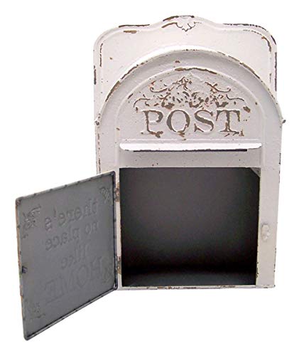 White Painted Tin Wall Mounted Mailbox, 10 1/4 Inch #TOP2