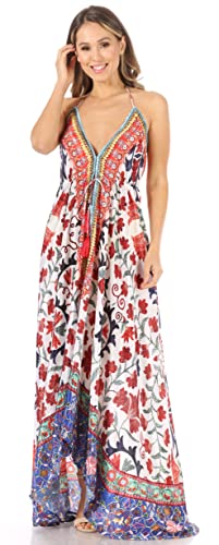 Image of Sakkas Lizi Womens Maxi High-Low Halter Handkerchief Long Dress Beach Party