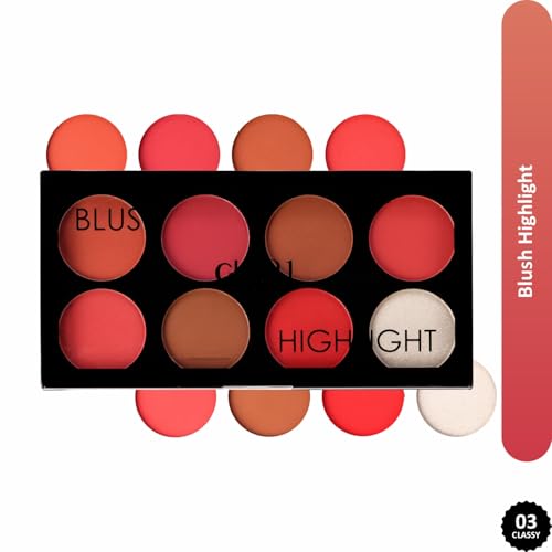 Image of Glam21 Blush & Highlighter Palette|Silky Smooth Pigments for Long-Lasting Shimmer Glow | Buildable Radiance | Lightweight & Blendable Formula | Suitable for All Indian Skin Tones | 21.5 gm - Classy-03