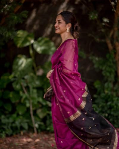 Image of Women's Banarasi Style Pure Kanjivaram Silk Jacquard Kanchipuram Pattu Saree With Un-Stiched Blouse (Maroon)