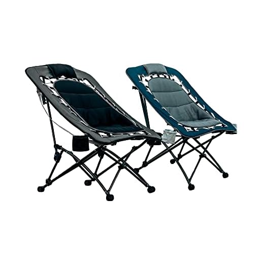 SHFT Outdoors Max Comfort Folding Bungee Chair 2 Pack for Sporting Events, Camping, Tailgating and Outdoor Living (Mixed BB)