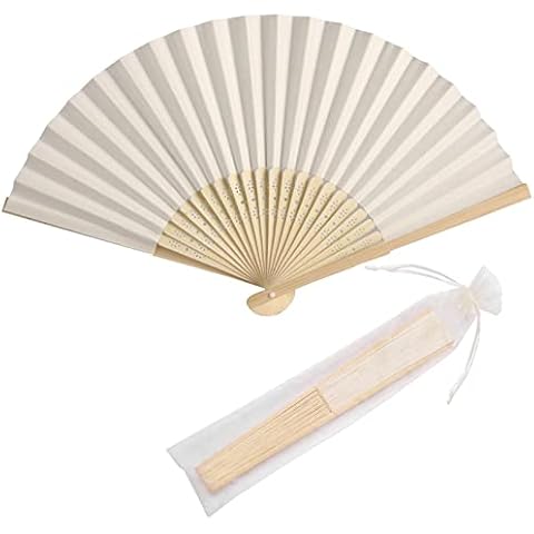 SL Crafts 50pcs Paper Hand Fan with Gift Bags Cover
