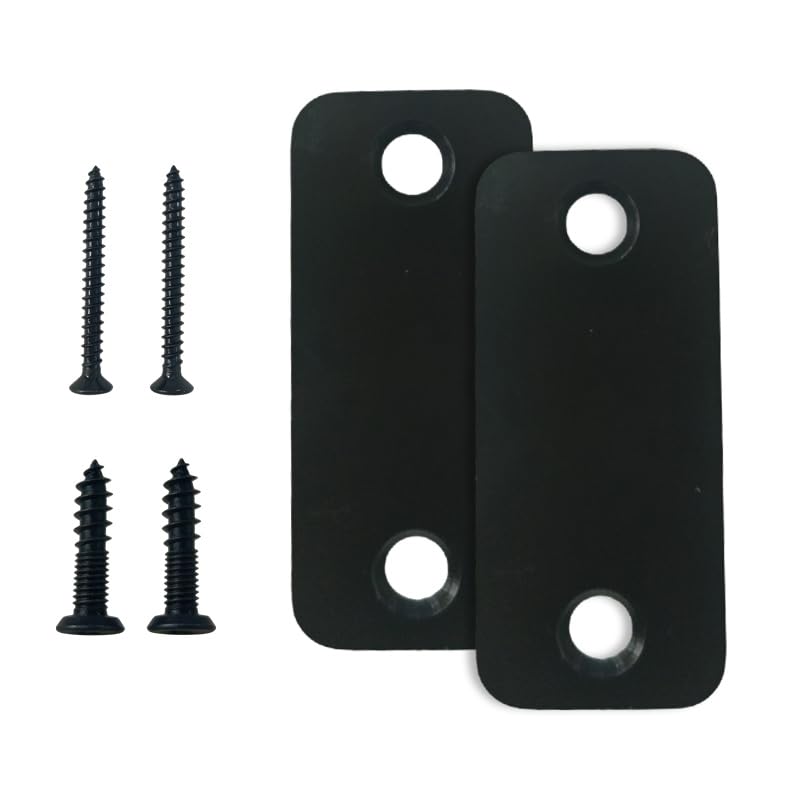 2 Pcs 1" x 2-1/4" Stainless Steel Door Edge Hole Filler Plate, Matte Black Door Hole Cover Plate and Deadbolt Cover Plate, Door Strike Filler Plate for Entry Door Latch, Increase Home Security