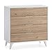 VS Venta-stock Cómoda de Noche Koln 4 cajones Color Blanco/Madera, 80 cm (Ancho) 40 cm (Profundo) 81 cm (Altura)