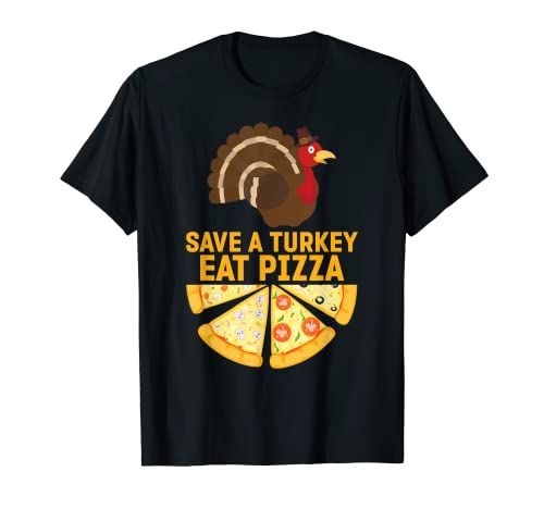 Save a Turkey Eat Pizza - Camicia del Ringraziamento per bambini, vegana per adulti Maglietta