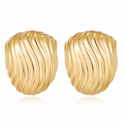 Polished Twisted Stud Earrings for Women Gold Silver Chunky Studs Earrings for Birthday Jewelry