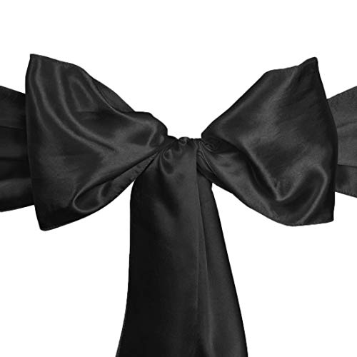 LinenTablecloth Satin Sash (10-Piece) Black