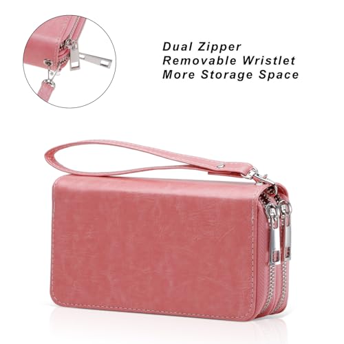 Image of Cellphone Wallet for Women Dual Zipper Long Purse with Removable Wristlet