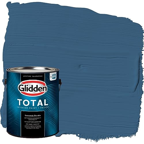 Glidden Total Interior Wall Paint & Primer All-in-One, Chinese Porcelain/Blue, Semi-Gloss, 1 Gallon