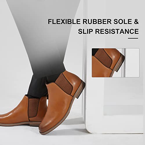 Jordi Gigo Slip On Chelsea Boots For Men - Dress Formal Boots Mens Tan Fashion Ankle Boots Lhm08-Tan-12 #TOP3
