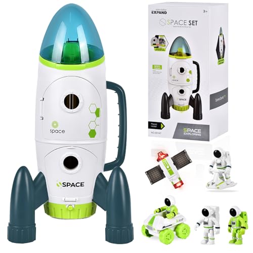Aragallant Razzo Spaziale Giocattolo - con Suoni e Luci, Playset Space Shuttle - con Rover Spaziale, Astronauti e Satelliti (con luci) Giocattolo Regalo per 3-8 Anni