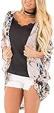 DISEÑO: lindo estampado floral de Bohemia, frente abierto, manga de murciélago, ajuste holgado, estilo boho, kimono de gasa transparente con chal, partido para bikini, traje de baño, ropa de playa o cualquier vestido de verano, cami, jeans y pantalones cortos.