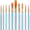 Lictin Pinceaux Peinture Acrylique – 10 Nylon Pinceaux Artiste Plume Lisse, Pinceaux de Peinture à l’huile pour Aquarelle, Gouache Acrylique
